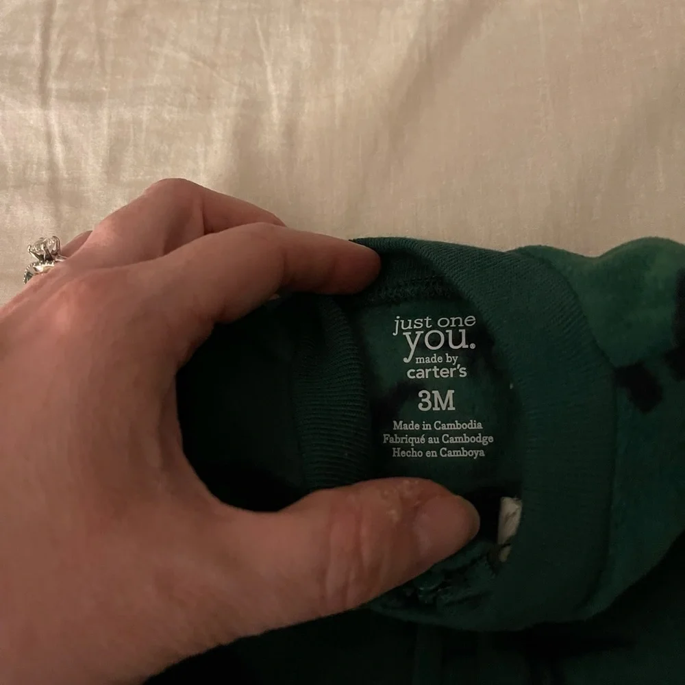 Carters | Fleece Green Dino Pajamas | baby boy 3 mo